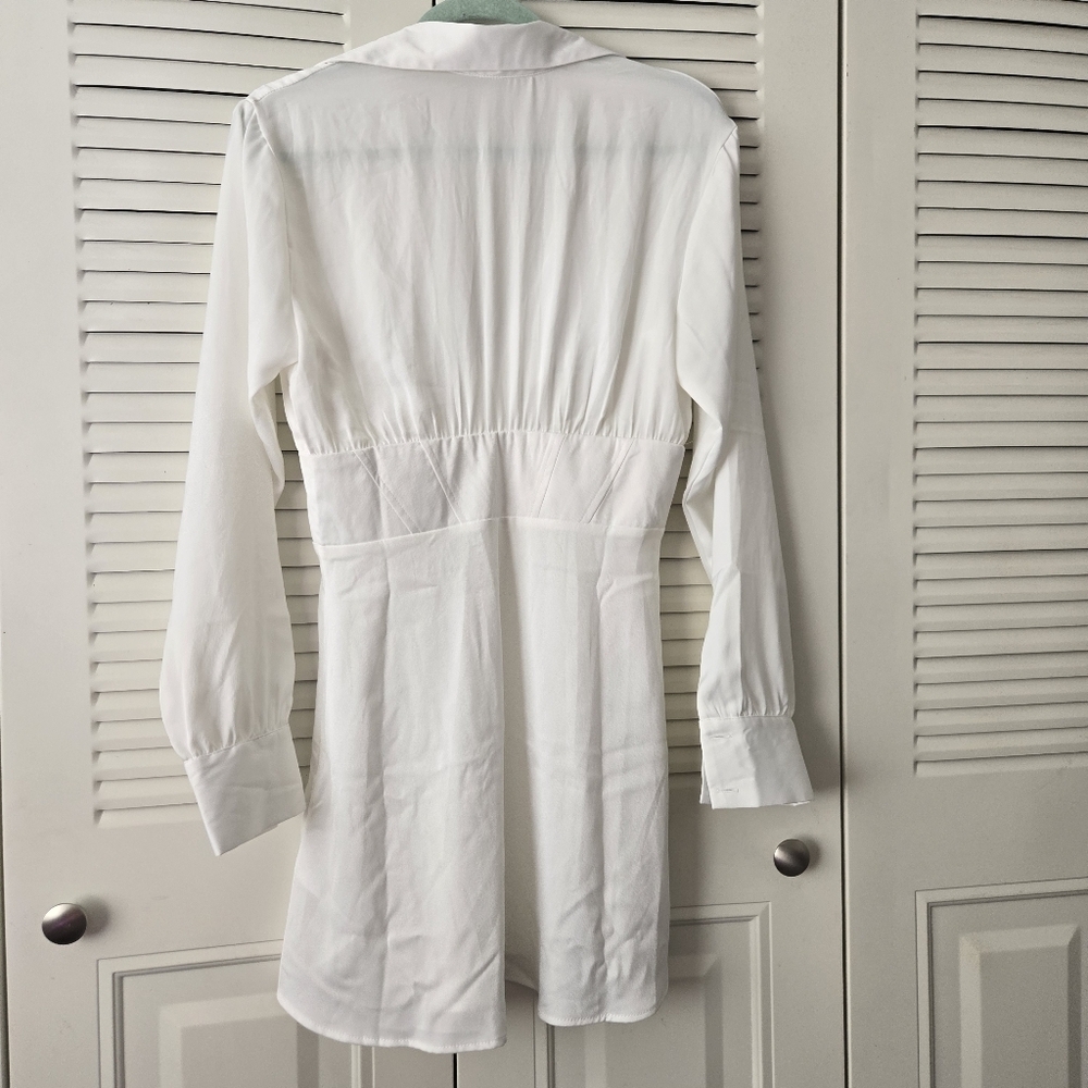 URBAN OUTFITTERS Phoebe Corseted Shirt Dress White Size M #242 - Picture 6 of 9